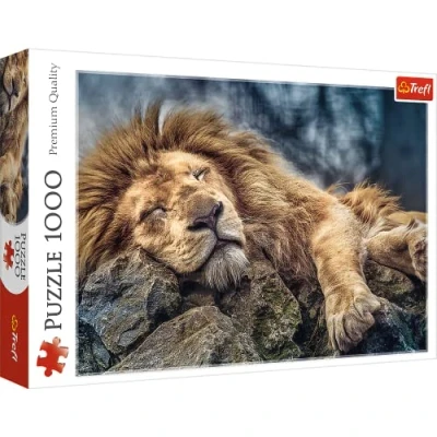 Abbildung von Trefl 916 10447 EA 1000 Teile, Premium Quality, für Erwachsene und Kinder ab 12 Jahren 1000pcs Sleeping Lion, Coloured, Katzentreffen, Farbig