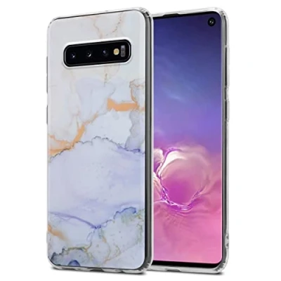 Abbildung von Cadorabo Hülle kompatibel mit Samsung Galaxy S10 4G Schutzhülle TPU Silikon Case Marmor Design Slim Kratzfest Weiche Gummi Rundumschutz für in Weiß
