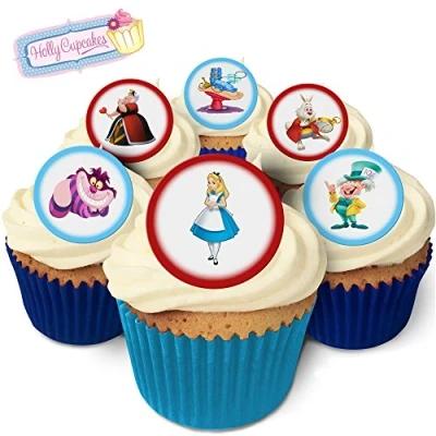 Abbildung von 24 Wunderschöne essbare Kuchendekorationen: Alice im Wunderland / in Wonderland