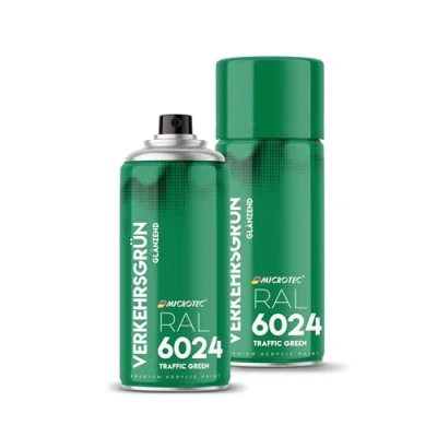 Abbildung von MICROTEC® Sprühlack 400ml hochwertiges Acryllackspray matt oder glänzend Sprühfarben für Metall, Holz, Kunststoff u.v.m. große Farbauswahl (Grün RAL 6024)