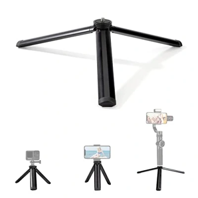 Abbildung von GUNGY Mini Tripod Kamerastativ Handy Stativ aus Aluminiumlegierung mit 1/4 Zoll Schraube für GoPro Smartphone Webcam DSLR Kamera Camcorder Gimbal Schwarz Länge 11cm