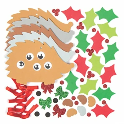 Abbildung von Baker Ross AC290 Schaumstoff Sets, Igel, kreatives Weihnachtskunst und Bastelzubehör für Kinder zum Basteln Dekorieren, 5 Stück, sortiert