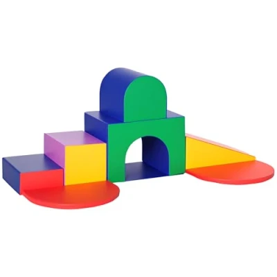 Abbildung von HOMCOM Spielbausteine 7er Set Schaumstoff Bausteine Bauklötze, (Schaumstoffblöcke, 7 St., Riesenbausteine), für 1 3 Jahre alt Kinder Kunstleder EPE