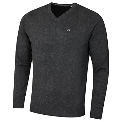 Abbildung von Calvin Klein Herren V Ausschnitt Soft Cotton Pullover Charcoal XXXL