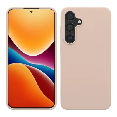 Abbildung von kwmobile Hülle kompatibel mit Samsung Galaxy S24 Plus Silikon Handy Case Handyhülle für weiche Oberfläche kabelloses Laden Coconut Swirl