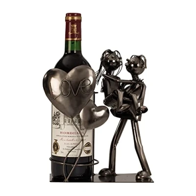 Abbildung von Moderner Wein Flaschenhalter Liebespaar Love aus Metall Höhe 24 cm Breite 19
