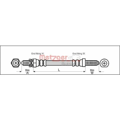Abbildung von METZGER 4112103 Bremsschläuche 228 M10 x 1 FORD: ESCORT 4 Cabriolet, 4, 3
