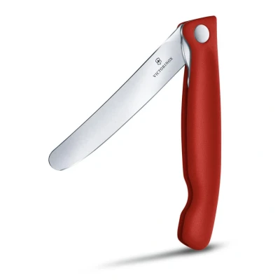 Abbildung von Victorinox Swiss Classic Faltbares Gemüsemesser, Für Picknick, Camping, Extra Scharfe Klinge, Gerader Schliff, Rot