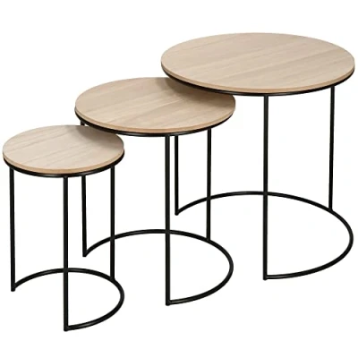 Abbildung von SPRINGOS Beistelltisch Set Kaffeetisch Rund Couchtische Metall 3 Stück