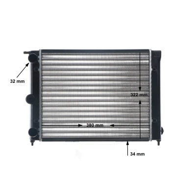 Abbildung von MAHLE ORIGINAL CR 344 000S Kühler, Motorkühlung für Fahrzeuge ohne Klimaanlage 380mm 322mm 34mm Schaltgetriebe Kühlrippen mechanisch gefügt