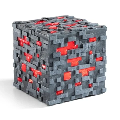 Abbildung von The Noble Collection LED Nachttischlampe Minecraft Replik Leuchtender Diamant Erzwürfel 10 cm rot, fest integriert, offiziell liztensiertes Merchandise