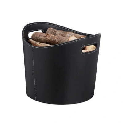 Abbildung von relaxdays Kaminholzkorb Kunstleder schwarz, L