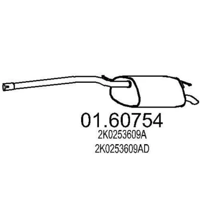 Abbildung von MTS 01.60754 Endschalldämpfer 1210 VOLKSWAGEN: Caddy 3 Kastenwagen, Kombi, PEUGEOT: 407 SW kfzteile, kfzteile24, bandel online, bandel, atp
