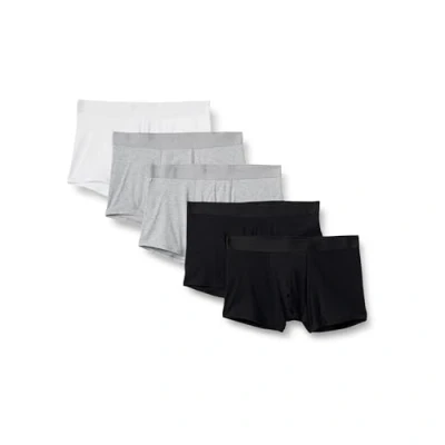 Abbildung von Amazon Essentials Herren Baumwolljersey Boxershorts, 12,7cm, 5er Pack, Grau Meliert/Schwarz/Weiß, M