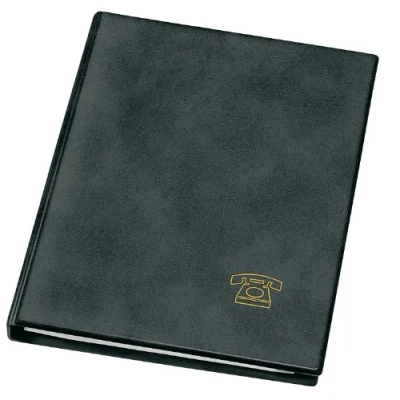Abbildung von VELOFLEX 5158180 Telefonringbuch DIN A5, Adressbuch, Telefonbuch, Weichfolie in Leder Optik, mit Register, schwarz