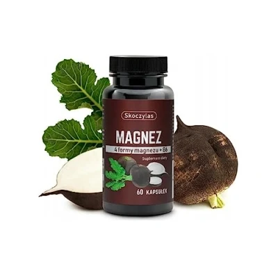 Abbildung von Skoczylas Magnesium 4 Formen Vitamin B6 60 Kapseln 1 Kapsel 2 mal täglich für 30 Tage Nahrungsergänzungsmittel Frauen Männer