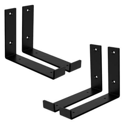 Abbildung von ML Design 4 Stück Regalhalterung, 20x4x14 cm, Schwarz, Metall, 8 Zoll Regalhalterungen, Industrielle Regalwinkel, Regalträger für Wandmontage, 90 Grad Wandhalterung, L Form Wandregal, inkl. Schrauben