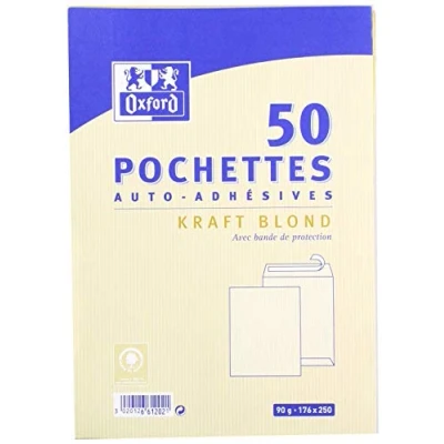 Abbildung von Oxford 100103577 Umschläge, haftklebend, Kraftpapier, Braun, 50 Stück