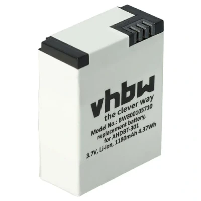 Abbildung von vhbw Akku kompatibel mit GoPro Hero 3 III, III CHDHX 301, Black Edition Videokamera Camcorder (1180 mAh, 3,7 V, Li Polymer)