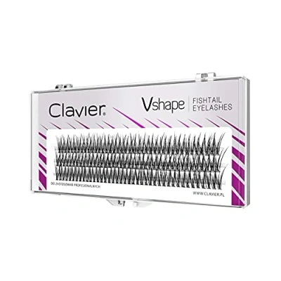 Abbildung von Clavier Künstliche Wimpern in Büscheln V Shape Fishtail, Längen 8 mm Fishtail Wimpern, Kardashian Effect Natürlich aussehend, für einen einmaligen 3D Effekt