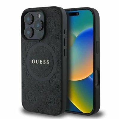 Abbildung von CG MOBILE Guess Magsafe Saffiano PU Hartschale mit klassischem Pfingstrosen Logo für iPhone 16 Pro, B