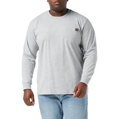Abbildung von Dickies, Herren, Schweres Langarmshirt mit Tasche, legere Passform, Heather Grey, L
