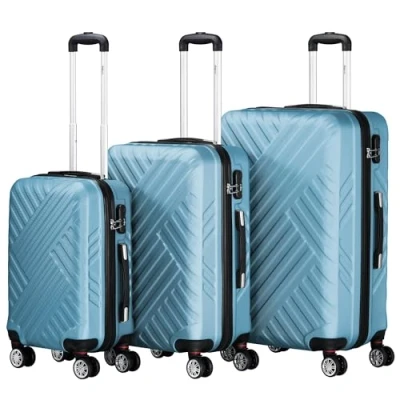 Abbildung von Zelsius Koffer Set 3 Stück, Stahlblau ABS Hartschalenkoffer mit Zahlenschloss, Doppelrollen und Innen Trennwand Handgepäckkoffer, teilig, Trolley, Groß, Luggage