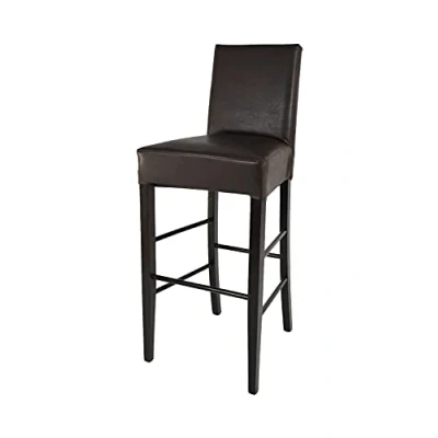 Abbildung von t m c s Tommychairs Moderne Barhocker Luisa, robuste Struktur aus lackiertem Buchenholz Farbe Wengeholz, gepolstert und mit Kunstleder in der Braun bezogen