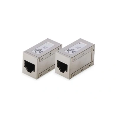 Abbildung von DIGITUS at AG 8/8 C6S RJ45 Kupplung Cat 6 2 Stück LAN Kabel Verlängerung Cat6 Netzwerkkabel Verbinder PoE Kompatibel Modulare Für Switch, DSL, Modem, Router, PC Silber