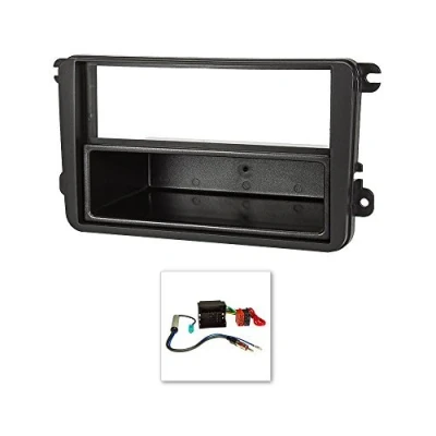 Abbildung von tomzz Audio 2457 010 Radioblende Set kompatibel mit VW Golf 5 V 6 VI Touran Passat 3C Caddy EOS Skoda Octavia Quadlockadapter ISO Fakra Antennenadapter Phantomeinspeisung DIN