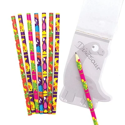 Abbildung von Baker Ross AX609 Dinosaurier Bleistift Set, 12 Stück, ideal für Kinder, Schulset, Hausaufgaben, Schulklassenarbeit, Partytütenfüller und kleine Geschenke,Schultüte Füllung AX608