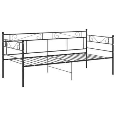 Abbildung von vidaXL Schlafsofa Bettgestell Tagesbett Metallbett Bettsofa Einzelbett Bett Gästebett Sofabett Couch Sofa Jugendbett Schwarz Metall 90x200 cm