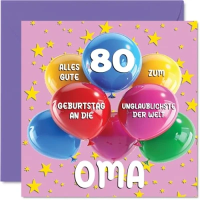 Abbildung von Stuff4 80. Geburtstagskarte Oma Unglaublichsten der Welt Geburtstagskarten für 80 Jahre von Enkelin Enkel, 145mm Geburtstag Glückwunschkarten