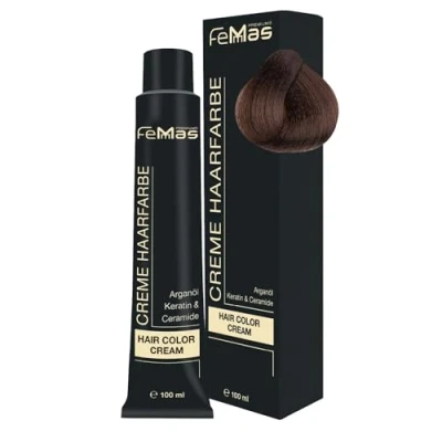 Abbildung von FemMas Haarfarbe Dunkelblond 6 I Professionelle Creme mit Arganöl, Keratin &amp; Ceramiden Als dauerhafte Haarfärbung oder Tönung für strahlende, haltbare Farbergebnisse 100 ml