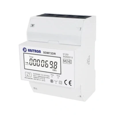Abbildung von SDM72DR Drei Phasen Elektro Energiezähler, 100 Ampere kWh DIN Schienen Leistungsmesser, zurücksetzbare Teilenergie, Pulsmesser, digitales LCD Display mit Hintergrundbeleuchtung, MID zertifiziert