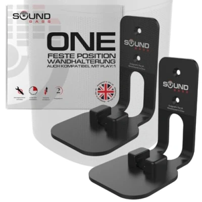 Abbildung von ONE, ONE Gen 2, SL &amp; Play:1 Wandhalterung, Doppelpack, schwarz, kompatibel mit Sonos PLAY1 Lautsprecher