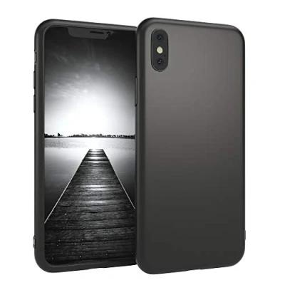 Abbildung von EAZY CASE Handyhülle Silikon mit Kameraschutz kompatibel iPhone XS Max in Schwarz Matt, Ultra dünn, Slimcover, Silikonhülle, Hülle, Softcase, Backcover