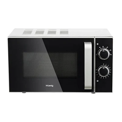 Abbildung von H.Koenig Kompakt Mikrowelle Design 20L VIO4, Leistungsstark 700W, Drehteller 24,5cm, Multifunktion 5 Heizstufen und Auftaufunktion, Timer bis 30 Min., Schnell, Arbeitsplatte
