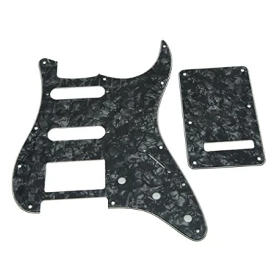 Abbildung von KAISH Strat HSS Schlagbrett und ST Rückplatte Tremolo Abdeckung Black Pearl