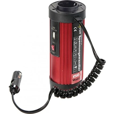 Abbildung von revolt Stromumwandler: Kfz Spannungswandler mit 230 V Steckdose und USB, bis 300 Watt (Spannungswandler 12V in 230V, USB auf Apple iPhone Ladekabel)