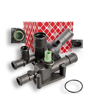 Abbildung von FEBI BILSTEIN 108008 Kühlwasserthermostat 105 mit Dichtung Sensor Gehäuse VOLKSWAGEN: Golf 4 Schrägheck, Variant, Bora Limousine