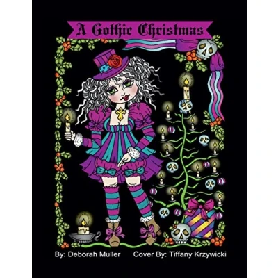 Abbildung von a Gothic Christmas: Christmas Coloring Book. Whimsical Girls in style. By Artist Deborah Muller.