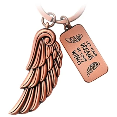 Abbildung von FABACH Schlüsselanhänger Engelsflügel Dream mit Gravur Let your dreams Schutzengel Geschenk