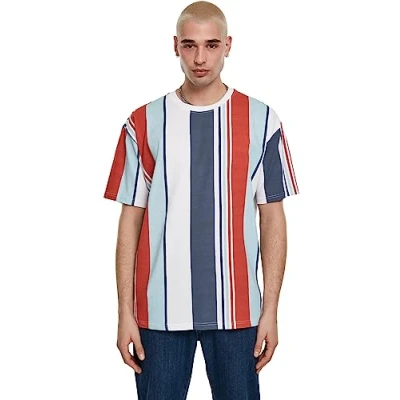 Abbildung von Urban Classics Heavy Oversized BIG Stripe TEE Tshirt print, Herren, Größe: Small, Burnedred