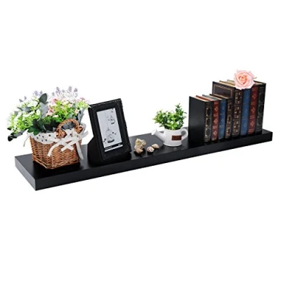 Abbildung von EUGAD Wandregal Schweberegal Wandboard Bücherregal Hängeregal Hochglanzoberfläche DVD CD Regal Holzbrett für Schlafzimmer Wohnzimmer Küche und Flur Schwarz breit 80cm 0045QJ