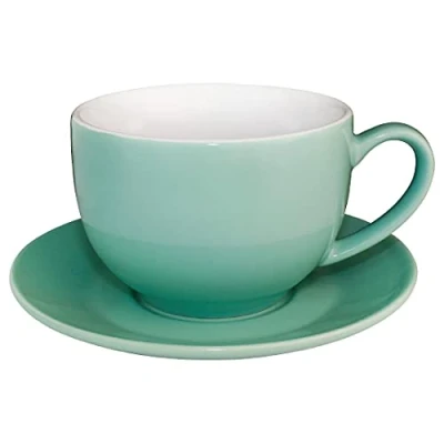 Abbildung von Olympia Cafe Cappuccino Kaffeetassen Set, 340 ml (Box 12), Aqua, spülmaschinen und mikrowellengeeignet, Untertassen separat erhältlich (GL464), für den professionellen privaten Gebrauch, GL461