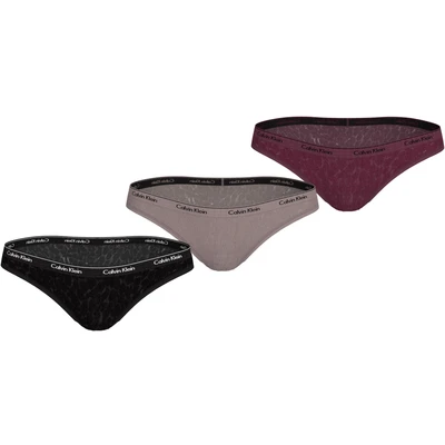 Abbildung von Calvin Klein Damen 3 Pack (Low Rise) 000QD5069E Bikini Hose, Mehrfarbig (Black/Sand Trap/Mauve Wine), L (3er Pack)