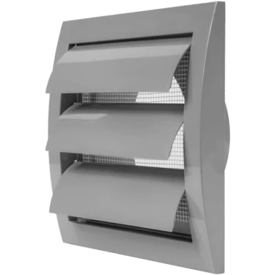 Abbildung von Ø100mm 153x148 mm Dunstabzugshaube mit eingebautem Schädlingsschutz, Lüftungsschlitzabdeckung, HVAC Abluftkanalabdeckung, Auspuffkappe (Ø100 mm, Grau)