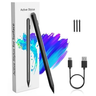 Abbildung von Microsoft Surface Pen Stylus für Pro 11/10/9/X/8/7/6/5/4/3, Go 4/3/2/1, Laptop/Studio/Book 4/3/2/1 Stift mit Palm Rejection, 4096 Druckstufe, USB C Aufladung