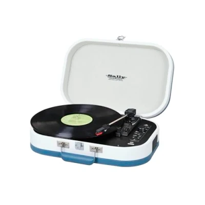 Abbildung von Trevi TT 1020 BT, 33, 45 und 78 RPM Vinyl Plattenspieler, Tragbarer Plattenspieler mit Kabelloser Verbindung, MP3, USB Kodierfunktion, Integrierten Stereo Lautsprechern, Vintage Modell, Türkis